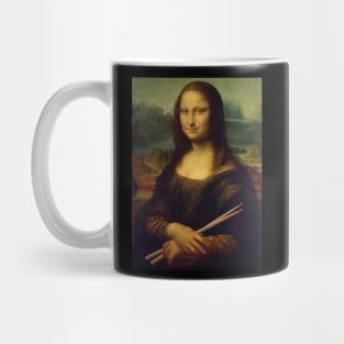 The Mona Lisa Holding Drum Sticks Funny Drummer Art Mug